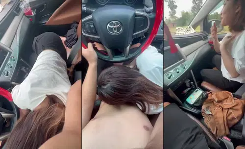 Xe chạy trên đường, em háo hức kéo quần anh ra bú cặc ngay trên cần số.